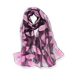 YFZYT Organza-Schal für Damen mit Feder Stickerei Muster/Elegantes Accessoire für Frauen/Organza-Schal/Halstuch/Schulter-Tuch/Schal Chiffon Stola Scarves - Lila Blätter von YFZYT