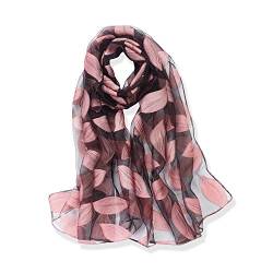 YFZYT Organza-Schal für Damen mit Feder Stickerei Muster/Elegantes Accessoire für Frauen/Organza-Schal/Halstuch/Schulter-Tuch/Schal Chiffon Stola Scarves - Rosa Blätter von YFZYT