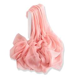 YFZYT Sommerschals Damen Mode weichen Schal Schal Hals Wrap Kopftuch Stola, Anti-UV Feder Stickerei Muster Chiffon Seidenschal Schal - Orange Rosa von YFZYT