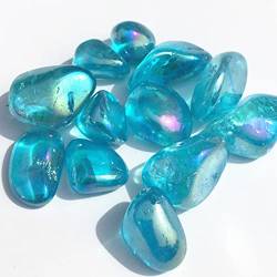 YGOABMHLKW Natürlicher klarer Quarz, galvanisierter Kristallstein, Blauer Quarzkristall, Trommelmineralien, Exemplar, Aquarium-Dekoration DAICHJAGYIN (Color : Blue Clear Quartz_500g) von YGOABMHLKW