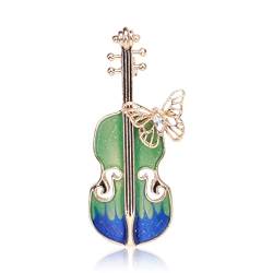 Elegante Violine Pin Broschen for Frauen Strass Kristall Emaille Musical Dekoration Legierung Pins for Zubehör Geschenke 1St (Color : 1 Piece, Size : Gold) von YHANNI