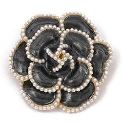 Emaille Camellia Brosche Pin Petal Elegant Exquisite Art Brosche For Women Classic Wedding Bankett Anniversary Brooch 1Pcs (Color : Black) von YHANNI