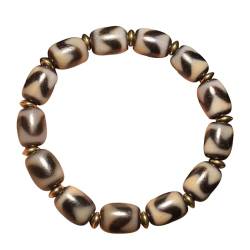 YHDONE Tibetische Achat-Perlen, ölige V-Dzi-Perlenschnüre (mit Zertifikat) für Damen und Herren, Jade-Armbänder für Männer und Frauen, middle, Achat, Achat von YHDONE