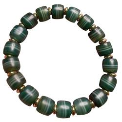 YHDONE Tibetische Dzi-Perlen, natürlicher Achat, öliger Zellstoff, grün, gewickeltes Dzi-Perlenarmband, 2 (mit Zertifikat) für Damen und Herren, Jade-Armbänder für Herren, middle, Achat, Achat von YHDONE