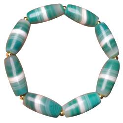 YHDONE Tibetische Dzi-Perlen, natürlicher Achat, öliger Zellstoff, grün, gewickeltes Dzi-Perlenarmband, 2 (mit Zertifikat) für Damen und Herren, Jade-Armbänder für Herren, middle, Achat, Achat von YHDONE