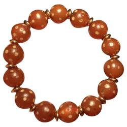 YHDONE Tibetische Perlen aus verwittertem rotem Fleisch, runde Achat-Dzi-Perlenschnüre (mit Zertifikat) für Damen und Herren, Jade-Armbänder für Männer und Frauen, middle, Achat, Achat von YHDONE