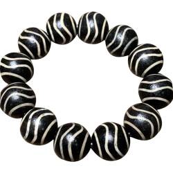YHDONE Tibetische Perlen mit hohem Öl verwitterter natürlicher Onyx, schwarz und weiß, Wasserzeichen, Dzi-Perlenschnüre (mit Zertifikat) für Männer und Frauen, Jade-Armbänder für Herren, middle, von YHDONE