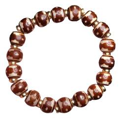 YHDONE Tibetischer öliger Zellstoff, natürlicher Achat, roter und weißer Weihrauch, dreiäugig, Dzi-Perlenschnur (mit Zertifikat) für Männer und Frauen, Jade-Armbänder für Herren, middle, Achat, Achat von YHDONE