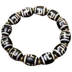 YHDONE Tibetisches Dzi-Achat-Armband mit Zehntausend Charakteren, Dzi-Perlenschnur-Armband mit Zertifikat für Männer und Frauen, Jade-Armbänder für Herren, middle, Achat von YHDONE