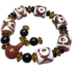 YHDONE Tibetisches Dzi-Achat-Armband mit drei Augen, Dzi-Perlenschnur, 4 (mit Zertifikat), für Damen und Herren, Jade-Armbänder für Herren, middle, Achat, Achat von YHDONE