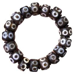 YHDONE Tibetisches Dzi-Achat-Armband mit sechsäugigen Dzi-Perlen, Strang-Armband mit Zertifikat für Damen und Herren, Jade-Armbänder für Herren, middle, Achat, Achat von YHDONE