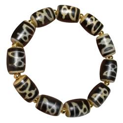 YHDONE Tibetisches Dzi-Armband aus natürlichem Achat, altes Material, öliger Zellstoff, Gott des Glücks, Dzi-Perlenschnur-Armband (mit Zertifikat) für Männer und Frauen, Jade-Armbänder für Herren, von YHDONE