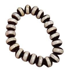 YHDONE Tibetisches Dzi-Armband aus natürlichem Achat, öliger Zellstoff, Schwarz und Weiß, eine Linie von Dzi-Perlen, String-Armband (mit Zertifikat) für Damen und Herren, Jade-Armbänder für Herren, von YHDONE