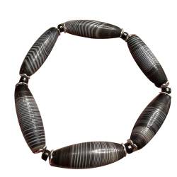 YHDONE Tibetisches Dzi-Perlenarmband aus natürlichem Achat, öligem Zellstoff, schwarz und weiß, verschlungene Seide, Dzi-Perlenarmband, Armband 3 (mit Zertifikat) für Männer und Frauen, Jade-Armbänder von YHDONE