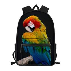 3D Vogel Papagei Muster Canvas Schulrucksack,Schultasche für Teenager,Schultasche für Jungen Mädchen Buchtasche von YHHAW