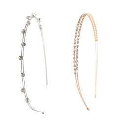 2 Stück Stirnbänder Strass Haarreif-Stirnband für Frauen und Mädchen Perlen-Strass-Kopfschmuck Hochzeits-Kopfschmuck für Metall-Haarbänder Zubehör von YHIJSR