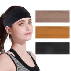 3 Stück Stirnbänder Damen Elastische Breite Haarband Weiche Stirnband Sport Yoga Haarschmuck von YHIJSR