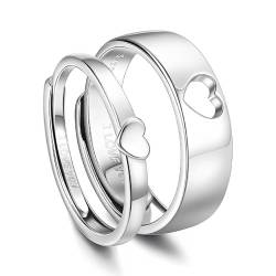 YHIJSR Paar Ringe Silber Verstellbare Herz Ringe für Damen, Männer von YHIJSR