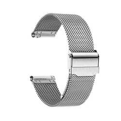 Metallarmband für Herrenuhren, Smartwatch-Armband, Uhr, Handgelenkband, Edelstahl-Mesh-Uhrenarmband for Männer und Frauen, verstellbare Länge: 12 mm, 14 mm, 16 mm, 18 mm, 20 mm ( Color : Silver-20mm ) von YHOGUI