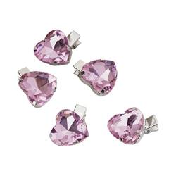 5 Stück süße Herz-Kristall-Haarspangen mit rosa Herzen, Haarschmuck, Party-Geschenke, Herz-Haarspangen von YIAGXIVG