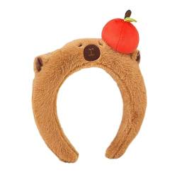 Cartoon-Stirnband, Capybara-Haarband, Haarschmuck, stilvolle Kopfbedeckung, Kopfschmuck, Haarreif, Plüschmaterial für Damen, Capybara-Haar-Accessoire von YIAGXIVG