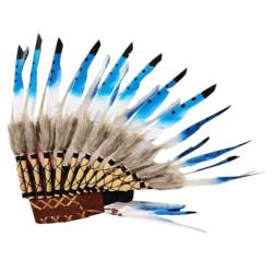 Ethnische amerikanische indische Feder-Stirnbänder, bunte Federn, handgefertigt, indischer Kokoshnik-Kopfschmuck, indischer Kopfschmuck für Damen von YIAGXIVG