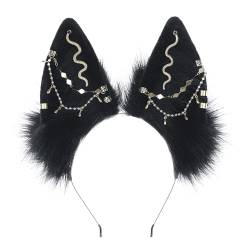 Plüsch-Füchs-Ohr-Stirnband mit Legierungsohr, Plüsch-Katzen-Stirnband für Themenversammlungen, Weihnachtsgeschenk für Mädchen, Katzenohren-Stirnband, Erwachsenengröße, Katzenohr-Stirnband, Make-up, von YIAGXIVG
