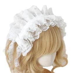 YIAGXIVG Maid Stirnband Rollenspiel Kostüm Bowknot Stirnband Cosplay Spitze Haarband Mädchen Thema Party Haarband Französisch Headwear Spitze Blume Headwear von YIAGXIVG