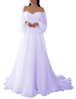 YIAX114 Ballkleid mit schulterfreiem Hochzeitskleid, schulterfrei, Abendkleid, Partykleid für Damen und Junioren, helles violett, 34 von YIANN