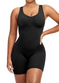 YIANNA Body Shaper Damen Bauchweg Stark Formend Nahtlos Shapewear Bodysuit Miederbody Miederhose Formende Hose mit Bein Shaping Schwarz 5310 2XL/3XL von YIANNA