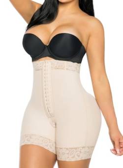 YIANNA Body Shaper Damen Bauchweg Stark Formend Shapewear Hose Miederbody Beine Shaping Miederhose Bodyformer Unterwäsche Beige 7272 2XL von YIANNA