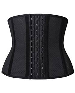 YIANNA Damen Underbust Breath Short Torso Latex Taillen-Trainer Korsett für Weight Loss Sports Workout Sanduhr-Körper-Former Fat Bur X-Small Schwarz Breathable Latex von YIANNA