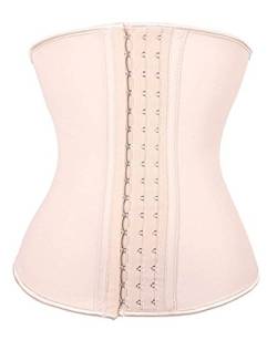 YIANNA Damen underbust latex sport gürtel waist trainer korsetts cincher sanduhr-körper-former-gewicht-verlust mittel beige von YIANNA