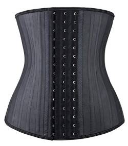 YIANNA Damen underbust latex sport gürtel waist trainer korsetts cincher sanduhr-körper-former-gewicht-verlust mittel schwarz (25 stahlknochen) von YIANNA