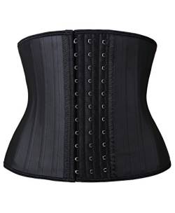 YIANNA Korsett Damen Bauchweg Kurzer Torso Latex Waist Trainer Corset Abnehmen Body Shaper Stark Formend Latex Korsage Taillenmieder Schwarz 110299 3XL von YIANNA