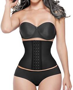 YIANNA Korsett Damen Bauchweg Kurzer Torso Waist Trainer Corset Abnehmen Body Shaper Latex Corsage Taillenformer Taillenmieder Schwarz 110206 2XL von YIANNA