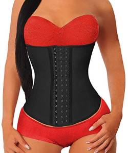 YIANNA Korsett Damen Bauchweg Stark Formend Latex Waist Trainer Corset Body Shaper Corsage Shapewear Taillenformer Korsage Corsette Schwarz U37G 2XL von YIANNA