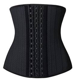 YIANNA Korsett Shapewear Damen Bauchweg Stark Formend Latex Waist Trainer Sport Body Shaper Corsage Taillen Mieder Taillenformer Schwarz 20173 L von YIANNA