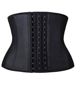 YIANNA Kurzer Torso Taillentrainer Korsett für Bauchkontrolle Unterbrust Sport Workout Sanduhr Body Shaper, Schwarz, X-Small von YIANNA