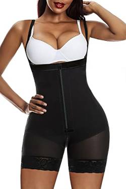 YIANNA Shapewear Damen Bauchweg Body Stark Formend Miederbody mit Bein Shaper Bodyformer Fajas Colombianas Korsett Bauch Weg Schwarz M 7257 von YIANNA