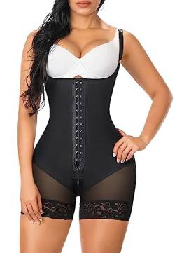 YIANNA Shapewear Damen Bauchweg Stark Formend Hohe Kompression Body Shaper Bodysuit Miederbody Fajas Colombianas Schwarz 7260 XL von YIANNA