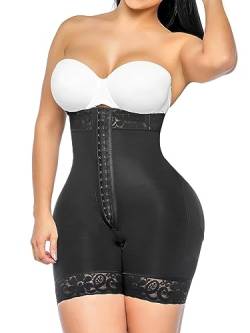 YIANNA Shapewear Damen Bauchweg Stark Formend Miederhose Body Shaper Miederbody Hose Fajas Colombianas Beine Shaping Schwarz 7272 L von YIANNA