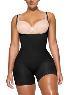 YIANNA Shapewear Damen Body Bauchweg Stark Formend Nahtlos Shaper Bodysuit Miederbody Formender Hose mit Bein Shaping Schwarz 5258 XXS/XS von YIANNA