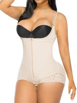 YIANNA Shapewear für Frauen Bauchkontrolle Fajas Colombianas Offene Brust Body Shaper Slimmer Body, beige, Large von YIANNA