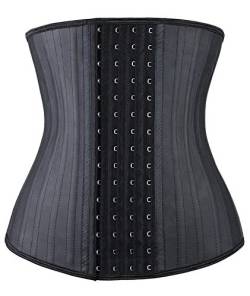 YIANNA Taillentrainer für Frauen Latex Unterbrust Taille Korsett Cincher Sanduhr Body Shaper 4 Haken, Black 25 Steed Bones, Groß von YIANNA