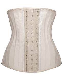 YIANNA Waist Trainer Damen Korsett Bauchweg Body Shaper Latex Corsage Bauch Weg Korsagen Sport Shapewear Corsette Taillengürtel Beige 1210 3XL von YIANNA