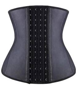 YIANNA Waist Trainer Damen Korsett Bauchweg Stark Formend 4 Haken Corset Taillenformer Sport Korsage Latex Body Shaper Corsage Schwarz, 11788 Size 2XL von YIANNA