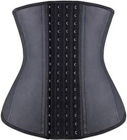 YIANNA Waist Trainer Damen Long Torso 4 Haken Korsett Taillenformer Underbust Corset Ftiness Korsage Bauch Weg Taillen Mieder Corsagen Schwarz, 11211 Size 2XL von YIANNA