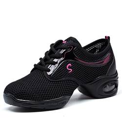 YIBLBOX Damen Tanz Turnschuh Training Tanzsneaker Lace-Up Mesh Websneaker jazzdance Schuhe Gymnastik Sport Fitness Dancesneaker Tanzschuhe von YIBLBOX