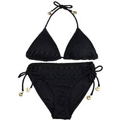 YIEIY Bikini Damen Set Triangel Hosen Neckholder String sexy Sport Bademode Mädchen Schwarz XL von YIEIY